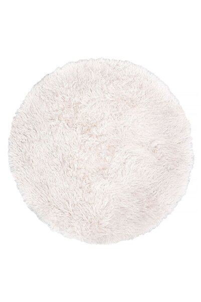 OEM Διακοσμητικό Χνουδωτό Χαλί από Τεχνητή Γούνα, Εκρου, Ø70 εκατοστά