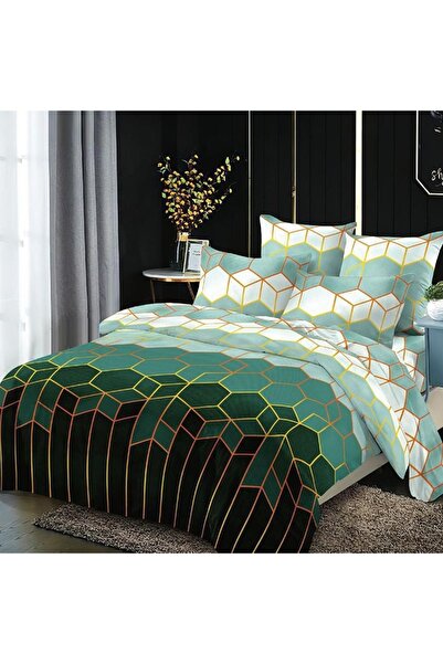 OEM Geometric Green Bed Linen 6 Pieces (Fine)