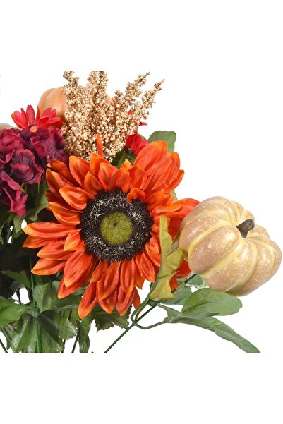 OEM Buchet Decorativ de Toamna cu Flori & Dovleac Portocaliu 52cm