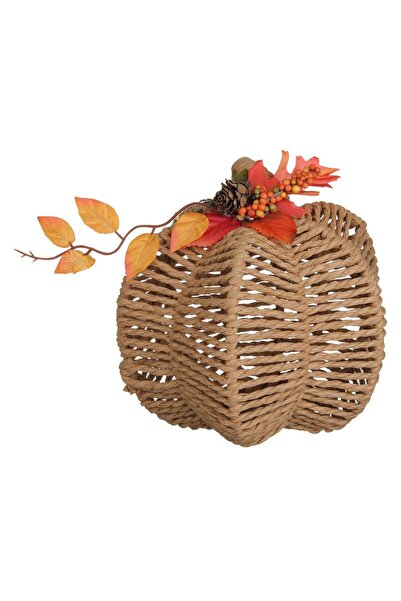 OEM Διακοσμητική Φθινοπωρινή Κολοκύθα, Φυσικού Χρώματος, με Φύλλα & Καρπούς 1...
