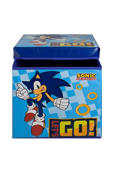 OEM Blue Stool Storage Box with Sonic Pattern 30x31x30cm