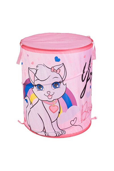 OEM Pink Foldable Textile Basket with Marie Pattern for Toys Ø46x57cm