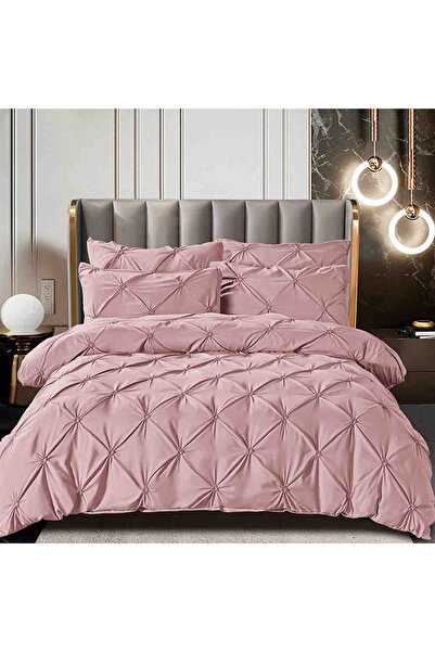 Talis Double Bed Linen with Elastic 160x200 Rynker Pink 6 Pieces, Fine