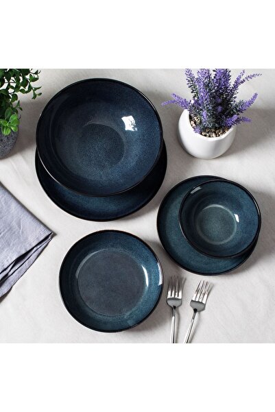 OEM Blue Black "Glaze" Ceramic Fruit Plate Ø20.5cm