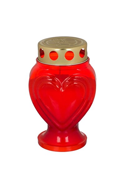 OEM Lumanare Decorativa Rosie Inima cu Capac Ø9x15cm