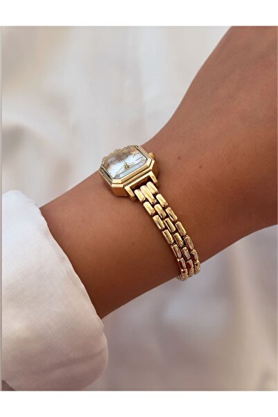 Generic Retro Minimal vintage kordon altın renk kadın kol saati