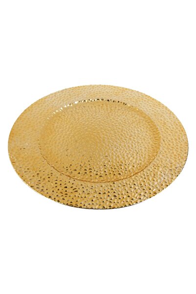 OEM Round Decorative Plate in Gold Plastic with Diamond Pattern Ø40cm