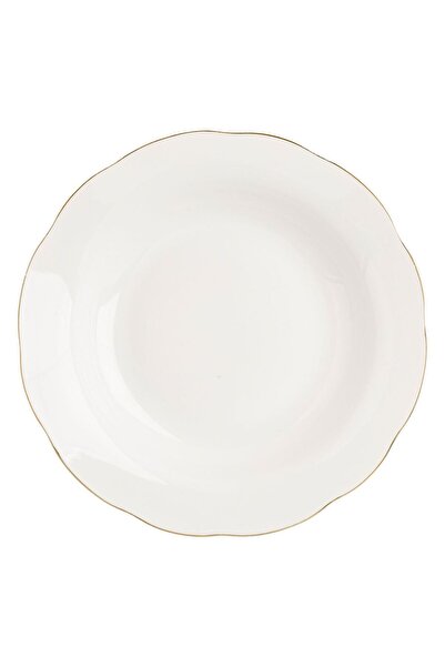 OEM Beige Porcelain Deep Plate "Wavy Gold Metallic" 300ml