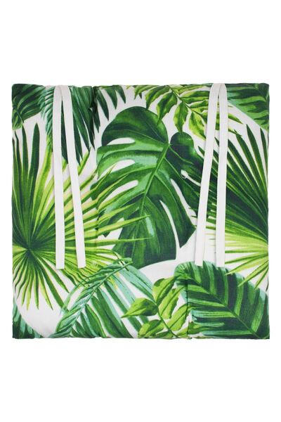 OEM White Cushion with Green Tropical Leaves Pattern for Chair 42x42cm
