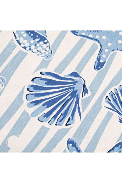 OEM Fata de Masa Decorativa de Vara Bleu cu Model Dungi & Stele de Mare 180x140cm