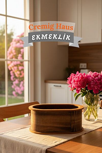 CremigHaus Geleneksel Tasarım Kapaklı Büyük Ekmeklik Oval Ahşap Ekmek Sepeti ...