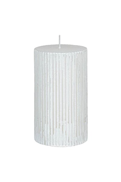 OEM Pillar Candle White Brushed Ø7x12cm