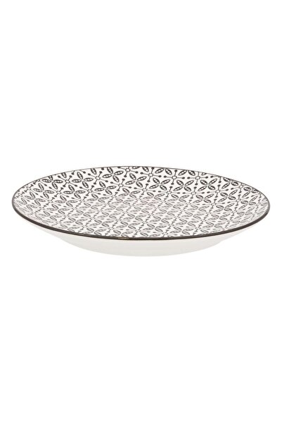 OEM Beige Plate with Black Pattern in Porcelain Ø26.5cm