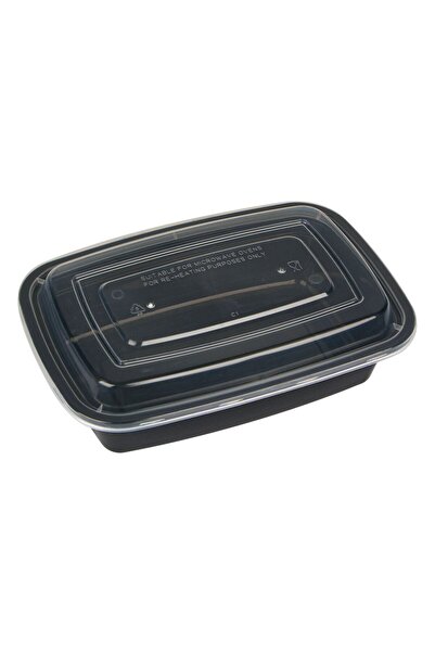 OEM Set of Black Food Containers with Transparent Lids 1l - 5pcs