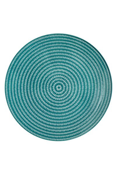 OEM Green Porcelain Plate with White Spiral Pattern Ø19cm