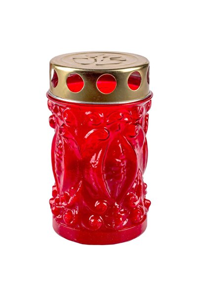 OEM Red Decorative Candle with Floral Pattern & Lid Ø6x12cm