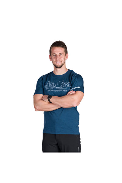 NORTHFINDER Tricou outdoor din lână pentru barbati Olek navy