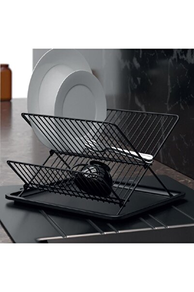 OEM Black Foldable Metal Dish Dryer 36x30x21cm