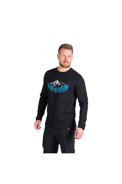 NORTHFINDER Tricou bumbac cu maneca lunga barbati Stewart black