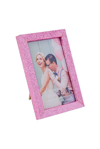 OEM Decorative Wooden Photo Frame Pink Glitter 10x15cm