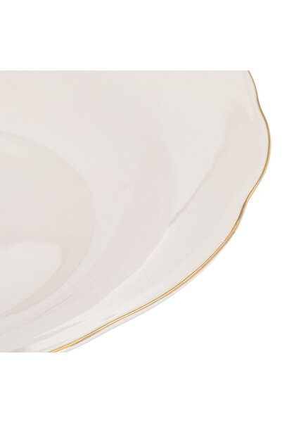 OEM Beige Porcelain Deep Plate "Wavy Gold Metallic" 300ml