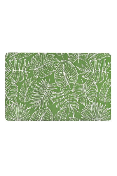OEM Green Plate Holder with Summer Pattern White Tropical Leaves 43.5x28.5cm
