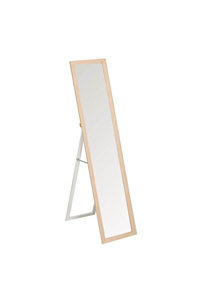 OEM Beige Wooden Floor Mirror with Stand 156x36cm