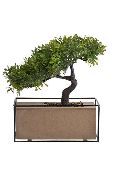 OEM Ghiveci cu Planta Artificiala Bonsai & Baza din Lemn 21x11x28cm