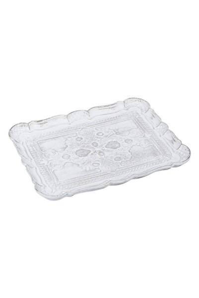 OEM Decorative White Wooden Plate Brushed Pattern 30x23cm