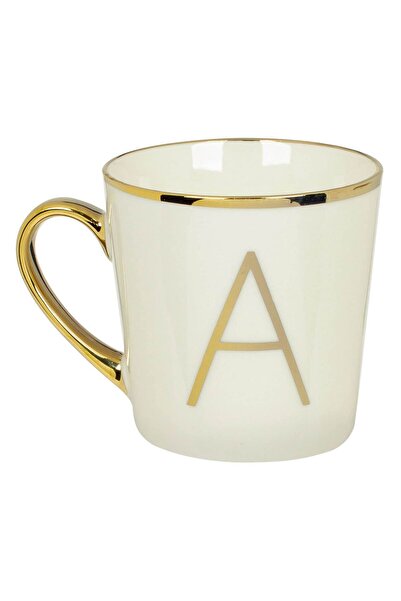 OEM New Bone Ecru Mug Gold Letter A & Handle 460ml