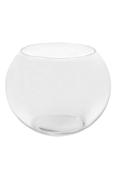 OEM Decorative Round Vase Made of Transparent Glass Ø10x7.6cm