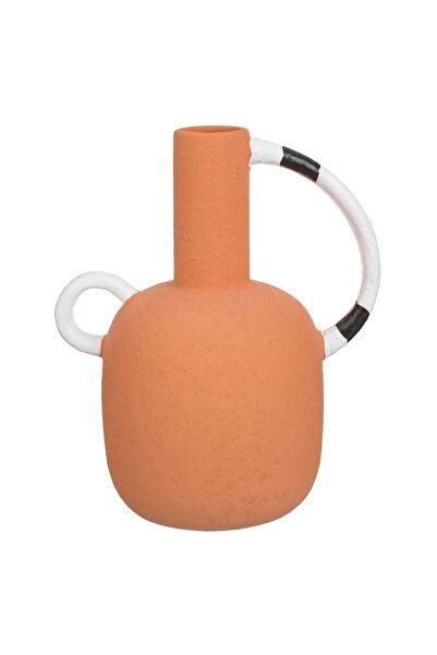 OEM Brown Dolomite Decorative Vase with Handle and Figure Pattern Ø13x22.5cm