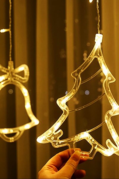 BeySüS Yılbaşı Çam Ağacı Süsü Geyik Ağaç ve Zil Perde Led Gün Işığı