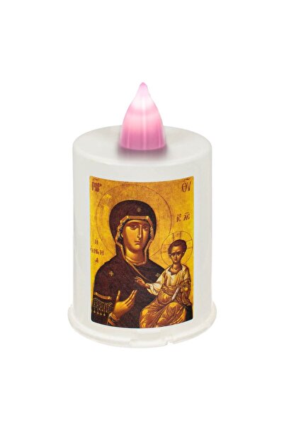 OEM Decorative Candle with LED Flame Religious Themed Image & Batteries 11cm
