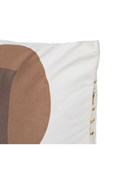 OEM Ecru Cushion with Abstract Gold Foil Stripes Pattern 43x43cm
