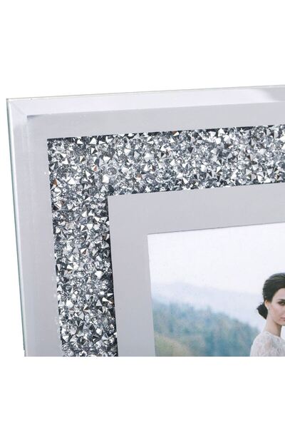 OEM Decorative Mirror Glass Photo Frame Silver Glitter 13x18cm