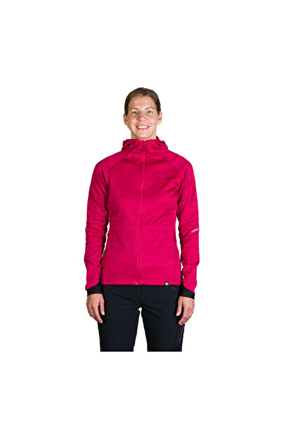 NORTHFINDER Women's melange fleece sweatshirt with hood Buin cherry