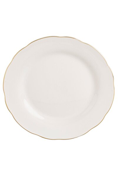 OEM Beige Porcelain Plate "Wavy Gold Metallic" 26.5cm