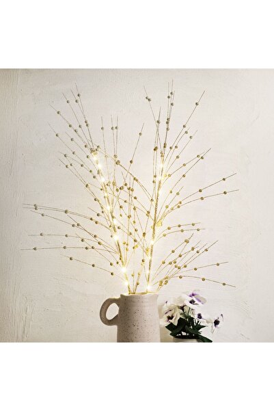 OEM Decorative Branches with Gold Glitter Balls & 10 LED Bulbs 76cm - 2pcs