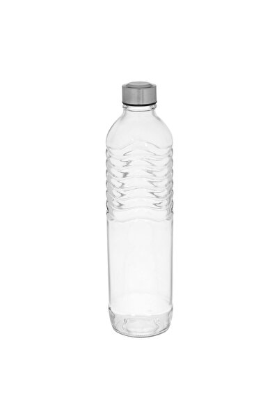 OEM Wavy Pattern Glass Water Bottle with Metal Lid 1.25L