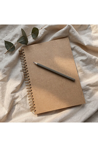 Fark Tanıtım Checkered Spiral Notebook, A4 Size (21X29.7 cm), 120 Sheets (240 Pages), Kraft Cardboard Cover