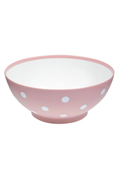 OEM Matte Pink White Plastic Bowl with Polka Dots 3l
