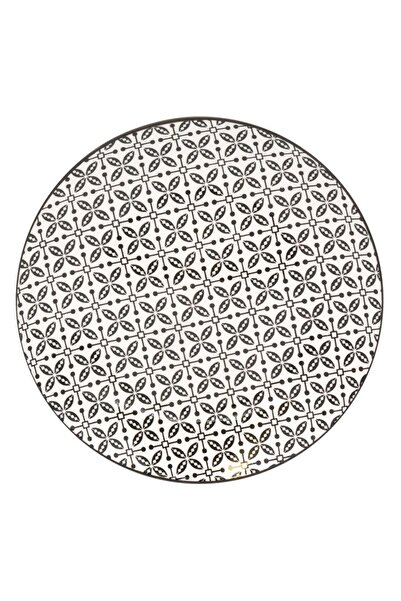 OEM Beige Plate with Black Pattern in Porcelain Ø26.5cm