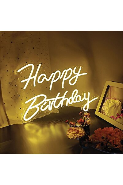 OEM Lampa LED Neon Alb Cald "Happy Birthday" 40.8x29.5 centimetri