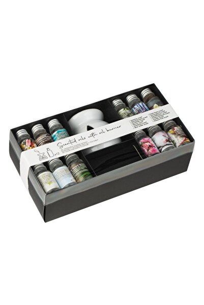 OEM Set Suport din Lut Alb & 12 Uleiuri Parfumate Diferite