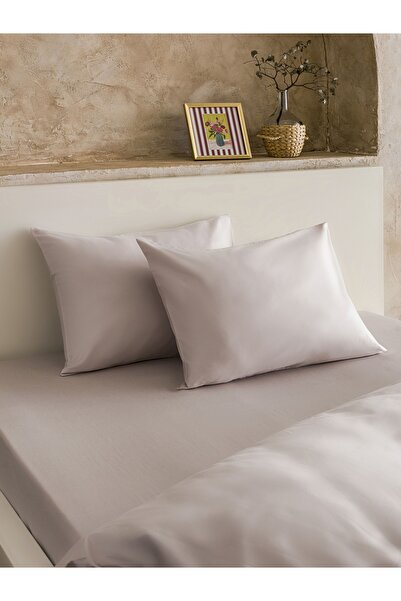 homewell Premium Natural Cotton Satin King Size Duvet Cover Set 220X240 Gray Stone – Hypoallergenic, Silky Soft