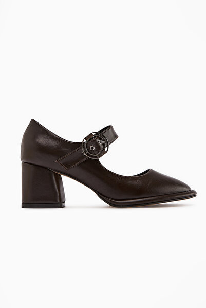 Limoya Nana Brown Buckle Heeled Women's Shoes