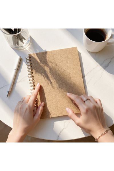 Fark Tanıtım Checkered Spiral Notebook, A4 Size (21X29.7 cm), 120 Sheets (240 Pages), Kraft Cardboard Cover