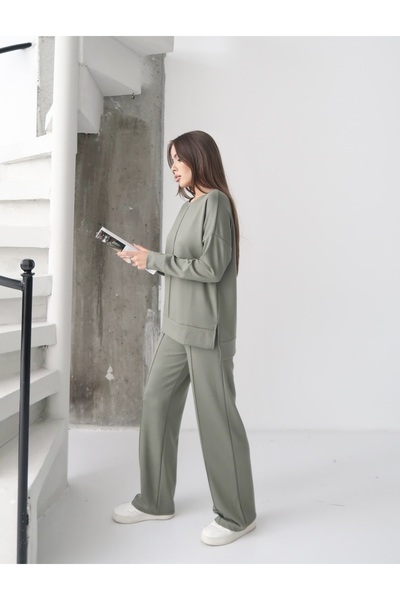 Paw Garage Women's Talia Modal Front Tie Side Slit Top and Bottom Set