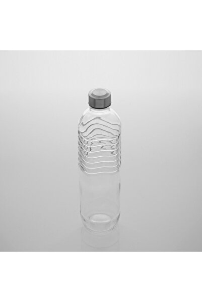 OEM Wavy Pattern Glass Water Bottle with Metal Lid 1.25L